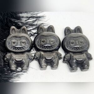 Silver Sheen Obsidian Labubu Crystal Carving.